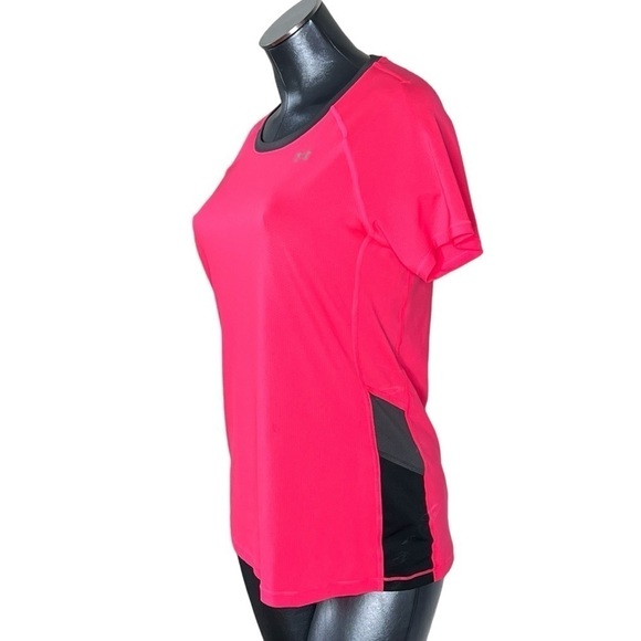 UNDER ARMOUR Fitted HeatGear Coral Pink Short Sleeve Shirt Women's Size M - Picture 7 of 11